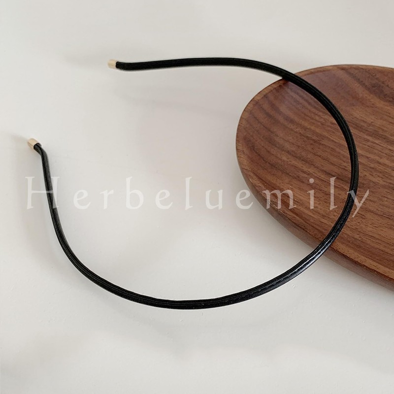 Herbeluemily Headband Hair Band, Faux Leather, Fine, Stylish, Adult, Casual,