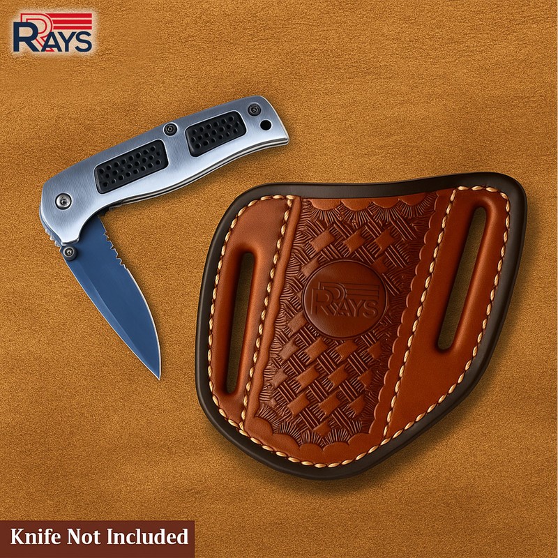 Leather Knife Sheath for Belt Pocket Folding Knife Holder Compact