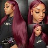 WKIPYCPK Synthetic Lace Front Wigs 99j Burgundy Color Long Straight