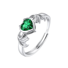 SILVERCUTE Teen Girls May Birthstone Ring Emerald Sterling Silver Rings For Women Thumb Open Rings