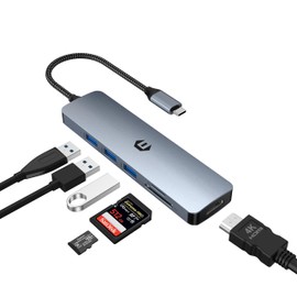 oditton 6 in 1 USB C Hub, Cutting-Edge USB C to USB Adapter offering 4K HDMI, 3 USB 3.0 Ports, and SD/TF Card Slot, Designed for New MacBook Pro/Mac Air and More Type C Devices