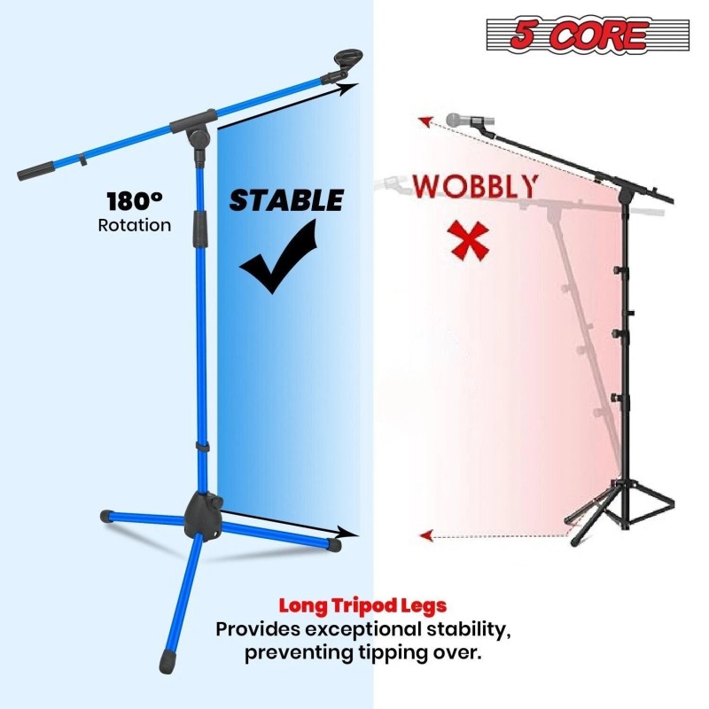 5Core Tripod Mic Stand 4Pcs Adjustable Holder Floor Microphone Boom