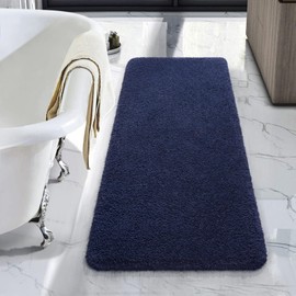LOCHAS Bathroom Rug Runner 24x48 Inch, Soft Thick Absorbent Microfiber Bath Rugs for Bathroom, Machine Washable, Shaggy Plush Non Slip Bath Mat for Tub, Shower Floor, Quick Dry Mats, Navy