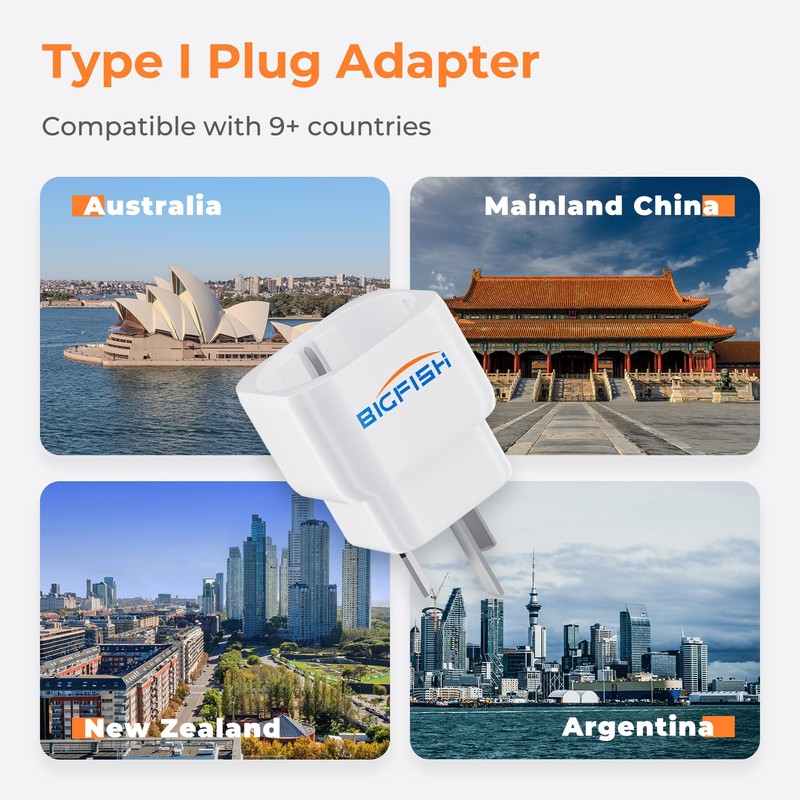 Bigfish Adaptor Australia Germany 2 Pack, Travel Adapter China Germany