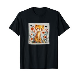 Leopard Flowers With Hearts Around Boho Style Graphic T-Shirt