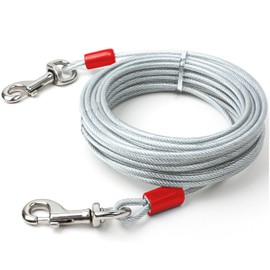 ZENGSUSU Tie Out Cable for Dogs Up to 200lbs, Water & Rust Resistant Industrial Strength Steel Dog Chains for Outside, Durable Leads Dog Runner Cable for Yard Camping (Silver-30ft)