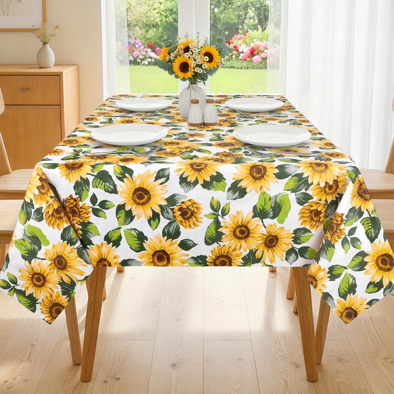 Arquiel Sunflowers PVC Table Cloth Waterproof Oilcloth Rectangle 140x240cm