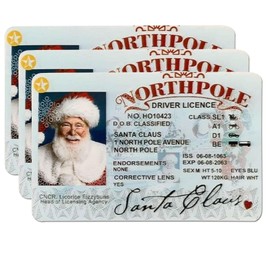 Christmas Decorations, 3pcs Santa's Sleigh Lost Driving License, 2024 Santa Claus Lost Driving License for New Year Christmas Eve Box Postcard