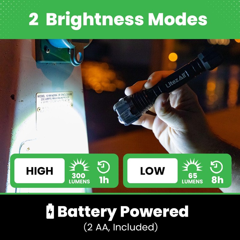 LitezAll Nearly Invincible Tactical Flashlight, 300 Lumen Compact LED Flashlight