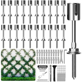 Acemaker Wire Trellis for Climbing Plants Outdoor, 20-Set Wall Trellis Kit, T316 Espalier System for Fence and Garden DIY Projects (Hubs Only, Without Cable)