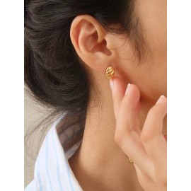 Rosewood and co Non Tarnish Gold Plated Hoop Huggies Drop Earrings-E054