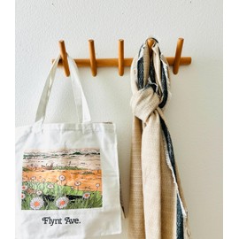 Flynt Ave. Modern 5-Hook Wooden Coat Rack, Decorative Coat Rack Wall Mount for Bags, Hats, Purse, Heavy Duty, Sturdy, Natural Oak, Easy to Install Holds up to 7lbs for Each Hook, Wall Mounted Hooks