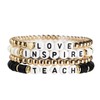 Fuqimanman2020 Teacher Appreciation Heishi Stackable Bracelet Set Teach Love Teach