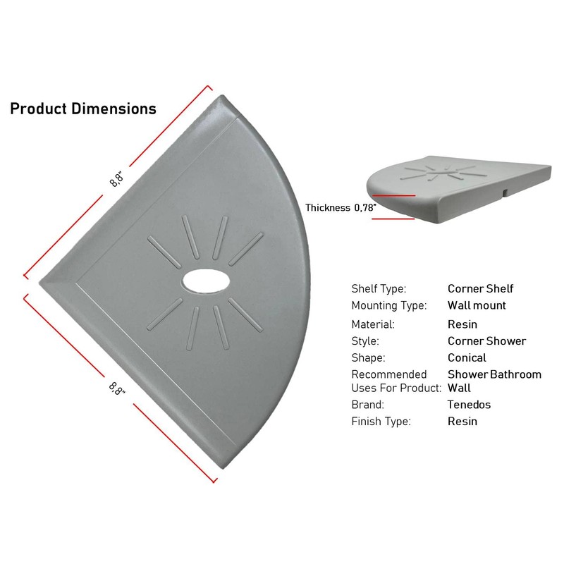 Tenedos Resin Decor 8 Inches Corner Shower Shelf – Light