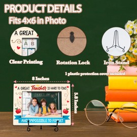 ISOVF Teacher Picture Frame, Teacher Photo Frame With Stand, Teacher Appreciation Gifts, A Great Teacher, Wood 4x6 Picture Frame for Desk Display(A05)