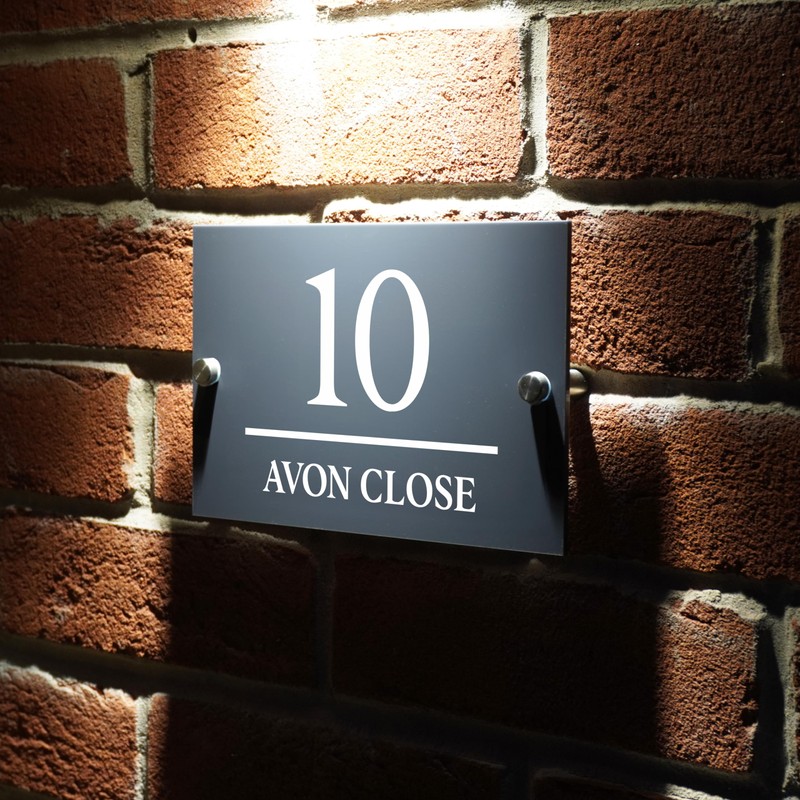 Badgemaster Modern Anthracite House Number Sign Plaque Stainless Steel Standoffs