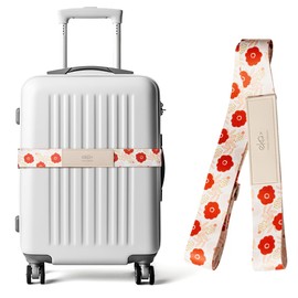 ekax Suitcase Belt, Luggage Strap, Carrying Case Band, Fixed Belt, Prevents Loads from Collapsing and Popping Out, Adjustable, Overseas Travel, Travel Accessories, For Travel (Red Flowers)
