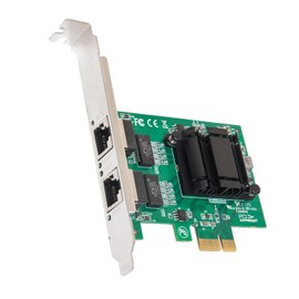 IO CREST Tarjeta de Red Gigabit Ethernet PCI-e x1 de 2 Puertos Intel 82571 Chipset, (SY-PEX24074)
