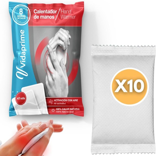 Vidaprime Pack of 10 Hand Warmers, Pocket Warmers, Deep Warmth,