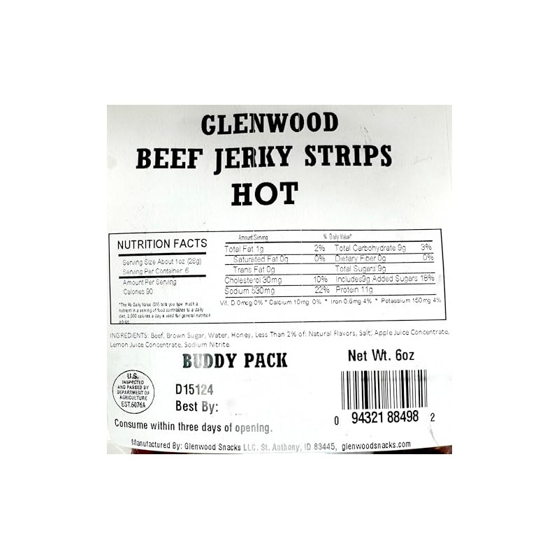 Glenwood Beef Jerky Tender Beef Jerky Buddy Pack Beef Jerky