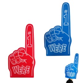 2PCS Foam Finger Pointer Hand, Giant Number 1 Fan Foam Fingers, Cheering Gloves for Sports Events, Gladiator Foam Hand Props, Big Finger Pointer for Games, Parties, and Team Spirit (Red & Blue)