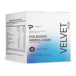 Colágeno Hidrolizado Velvet Plus Primetech, 30 Sobres De 10.82 Gr, Con Vitaminas Y Antioxidantes Para La Piel, Cabello Y Uñas procesado Con Tecnología Alemana De Alta Pureza Y Fácil Absorción