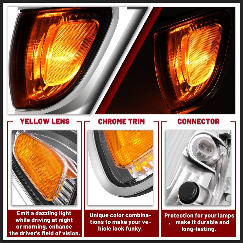 HECASA Pair Corner Light Compatible with 2001-2004 Toyota Tacoma Replacement