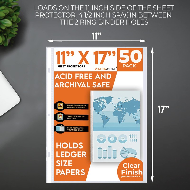 Performore 11 x 17 Sheet Protectors with 90 Microns Thick,