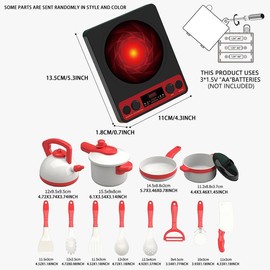 Pretend Play Kitchen Toy Set, 73pcs/set Including Pot, Utensils, Food, Cooking Toy Set, Kitchen Playset, Gift for Boys & Girls - Color: Red, Specification: one size