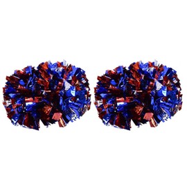 Wosune Cheerleader PIM Poms, Lightweight Durable Anti-Slip Cheerleading Poms Shining Pretty Cheerleader Aerobics Pom Poms Pompoms for Dance Party School Sports (Silver+Red+Blue)