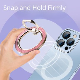 Magnet Phone Grip Ring Holder Glitter Sparkling for Smartphones,360 Rotation Magnetic Bling Phone Ring Finger Grip Kickstand for Cell Phone (Golden)