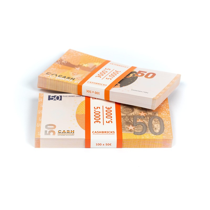 Cashbricks 100 x €50 EURO play money banknotes