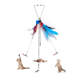 NINVVS 3-Piece Cat Hanging Door Toy Set, Bouncing Mouse Feather Toy with Bell, Funny Cat Toy, Pet Cat Toy Set, Suitable for Indoor Pet Interaction, Eliminate Boredom, Can Exercise the Cat's Body