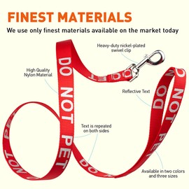 Dogline Red - DO NOT PET Nylon Leash Printed with Reflective Letters for Small Medium and Large Dogs Do Not Pet ESA Training Working W 1" x L 6 ft