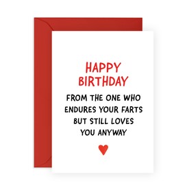 Central 23 Brother Birthday Cards - Husband Birthday Card From Wife - 'Endures Your Farts' - Funny Boyfriend Birthday Card - Comes With Stickers - Vegan Ink - Made In The UK