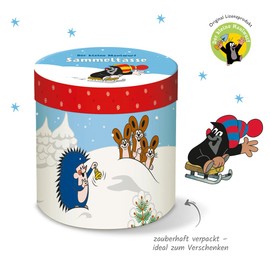Trötsch Verlag Der kleine Maulwurf Sammeltasse Winter: Kaffeetasse, 300 ml, Porzellan, weiß oder hellblau, Schmucktasse, Tasse