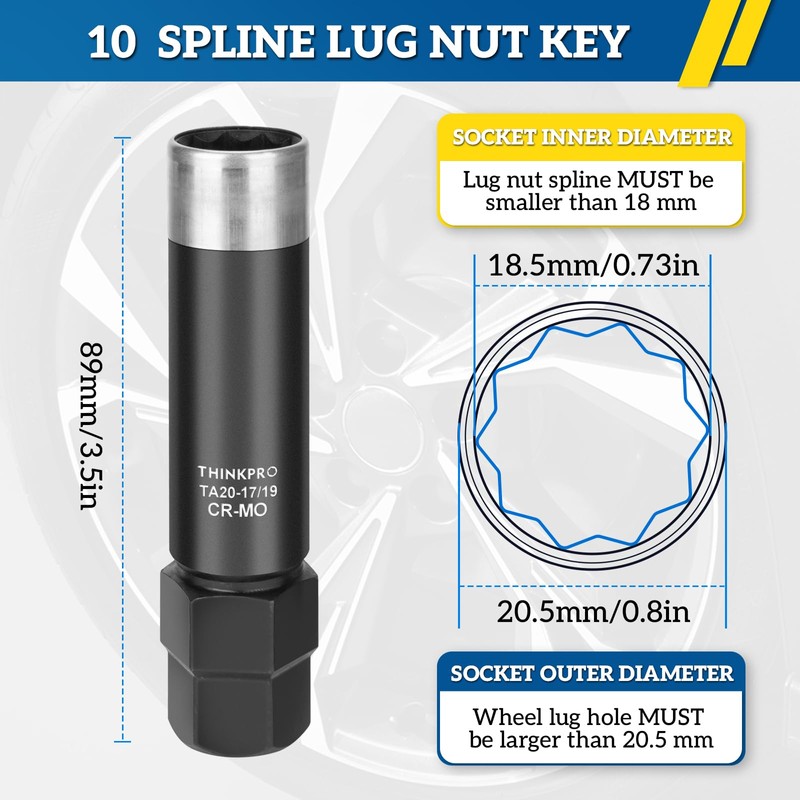 Thinkpro 10 Spline Lug Nut Socket,Compatible with Bimecc 10-Spline Lug