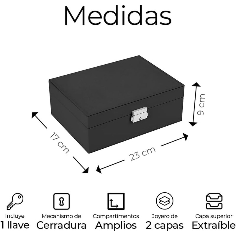 Raganet, Caja de Joyería de 2 Niveles y Múltiples Compartimientos,