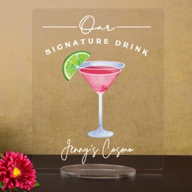 Signature Cocktail Sign Acrylic | Acrylic Wedding Bar Menu | Acrylic Bar Menu Sign | Acrylic Bar Sign | 10"H x 8"W Clear Acrylic Signature Drink Sign