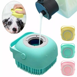 Unbranded Soft Dog Bath Brush Pet Shampoo Massage Dispenser Grooming Shower Silicone - Blue, 2pcs