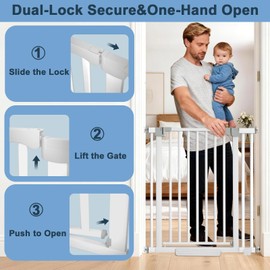 41" Extra Tall Indoor Dog Gate,30-49.2" Wide Heavy Duty Pet Gate for Doorways,Baby Gate with Walk Through and Auto Close, Pressure Mounted, Suitable for Stairs,Kitchen,White