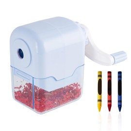 Crayon Sharpener Compatible with Crayola, Manual Hand Crank Crayon Sharpener, Transform Dull Crayons into Sharp, with Removable Shavings Container, for Home, Art Projects, and Travel, Blue