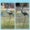 giole Metal Crane Garden Statue for Outside with Leaf Tray
