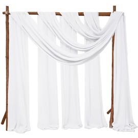 8 Panels Wedding Arch Draping Fabric 28" x 20Ft Wedding Arch Drapes Chiffon Fabric Drape Sheer Backdrop Curtain for Nuptials Party Swag Ceremony Birthday Arbor Drapery Reception Ceiling Décor(White)