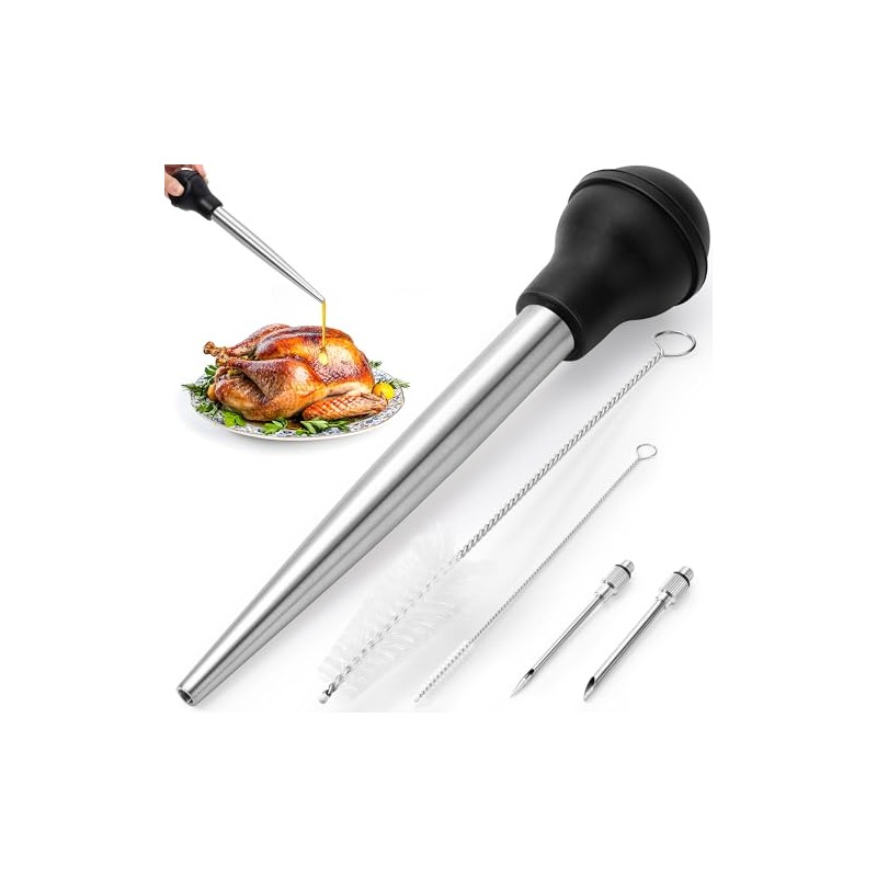 Rainspire Upgraded Large Stainless Steel Turkey Baster for Cooking With