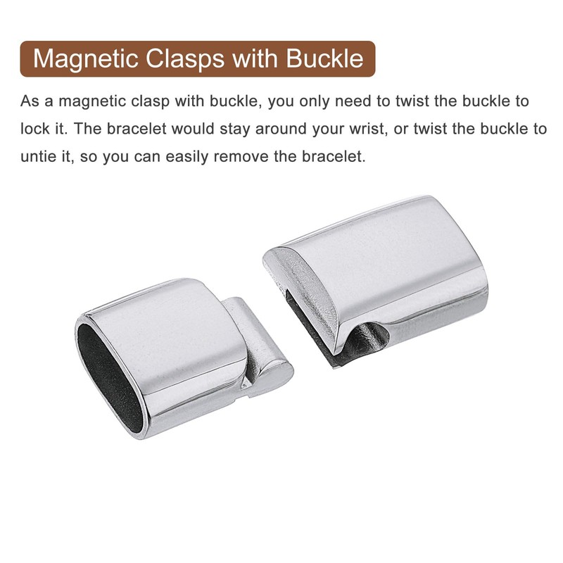 uxcell 12mmx6mm Flat Leather Clasps, 4Pcs Bracelet Clasps Flat Closure