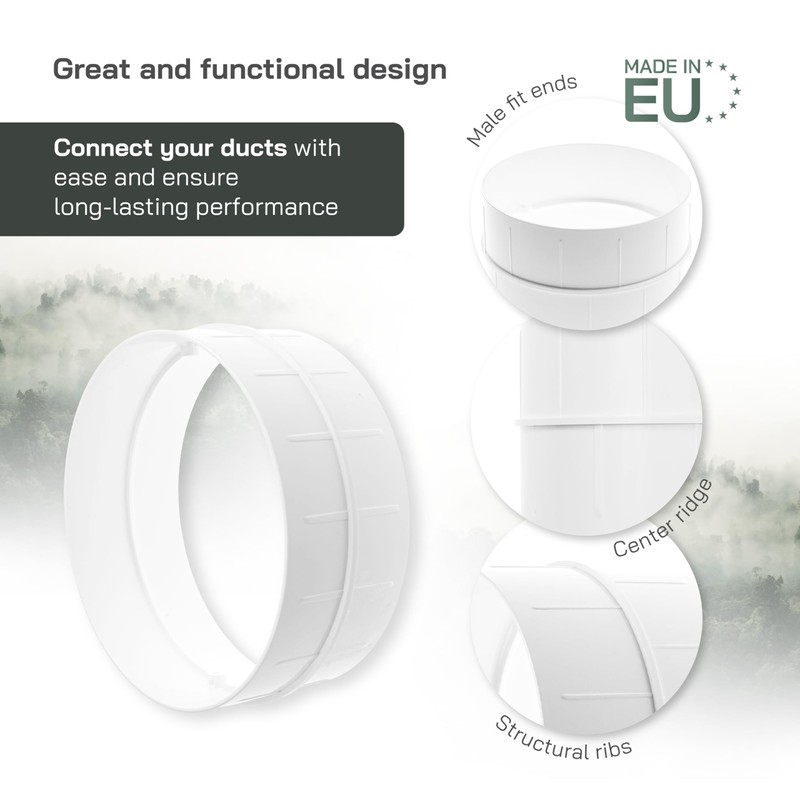 Vent Systems 6" Inch - White - Male Fit Duct