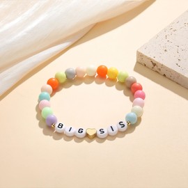 Big Sister Gifts for Daughter from Mom Dad, Big Sis Colorful Beads Bracelet Gifts w/Message Card for Sis, Valentines Gifts for Big Sister, Big Sister Announcement Gifts