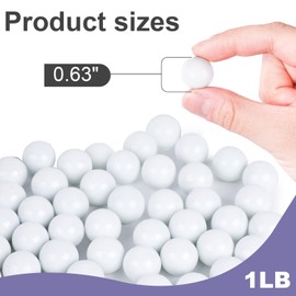 DomeStar 1LB Round Glass Marbles Bulk - 0.63 Inch White Glass Beads for Marble Runs & Home Decor