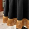 F-CHU Luxury Black Tablecloth Thickset Velvet Tablecloth with Beautiful Gold